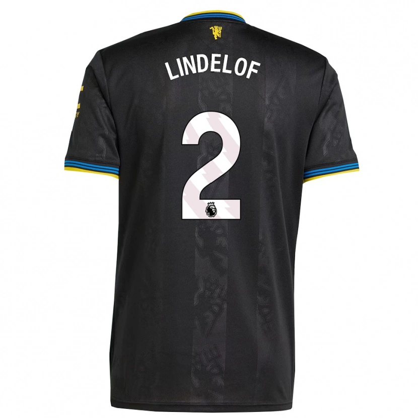 Danxen Damen Victor Lindelof #2 Schwarz Gelb Blau Ausweichtrikot Trikot 2025/26 T-Shirt