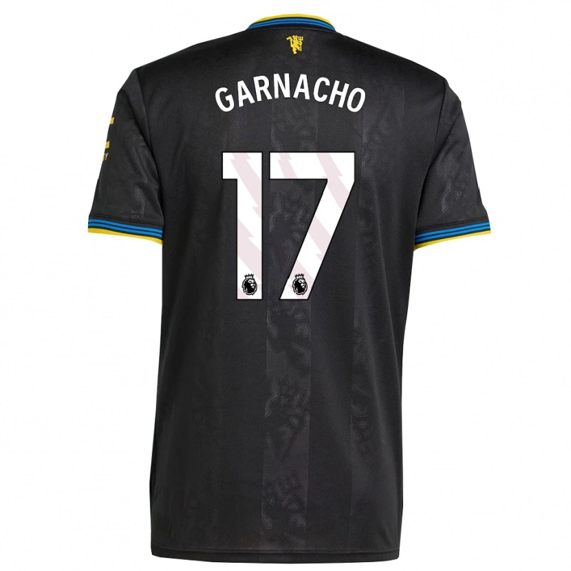 Danxen Damen Alejandro Garnacho #17 Schwarz Gelb Blau Ausweichtrikot Trikot 2025/26 T-Shirt