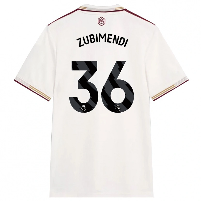 Danxen Damen Martín Zubimendi #36 Creme Weiß Burgunderrot Ausweichtrikot Trikot 2025/26 T-Shirt