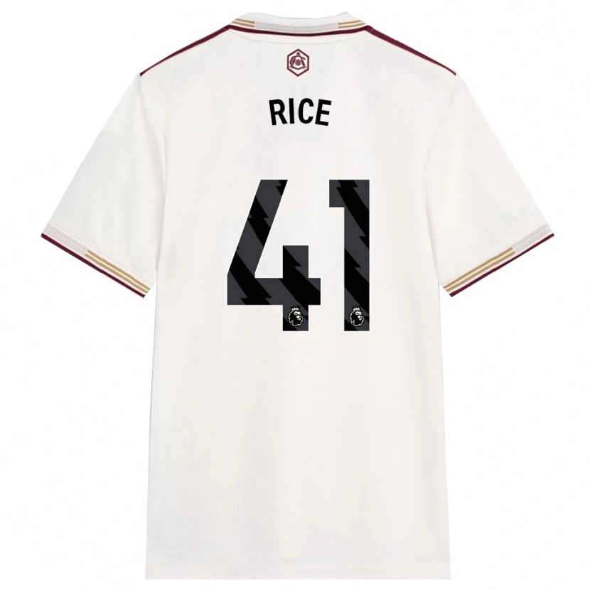 Danxen Damen Declan Rice #41 Creme Weiß Burgunderrot Ausweichtrikot Trikot 2025/26 T-Shirt