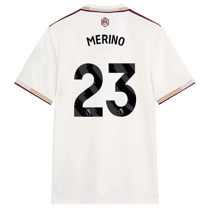 Danxen Damen Mikel Merino #23 Creme Weiß Burgunderrot Ausweichtrikot Trikot 2025/26 T-Shirt