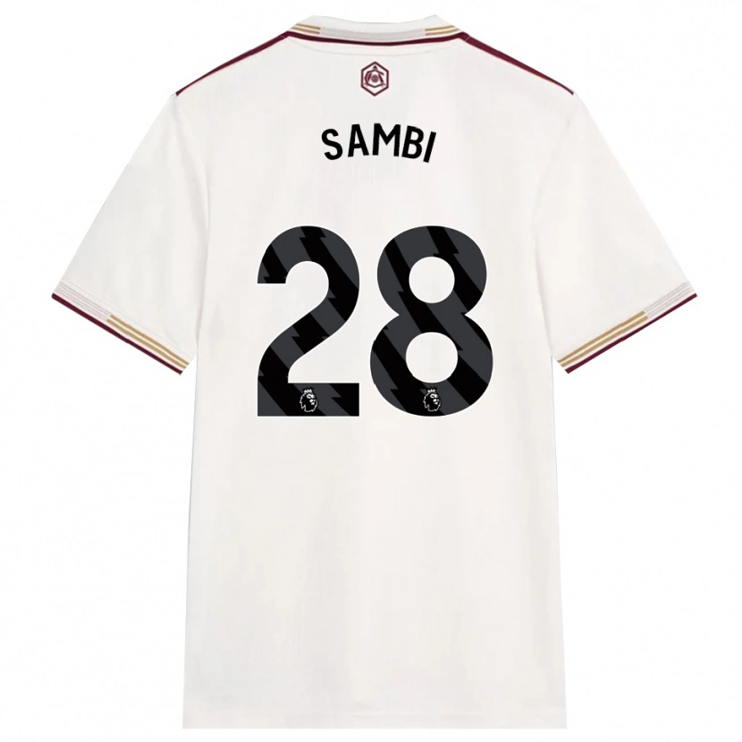 Danxen Damen Albert Sambi Lokonga #28 Creme Weiß Burgunderrot Ausweichtrikot Trikot 2025/26 T-Shirt