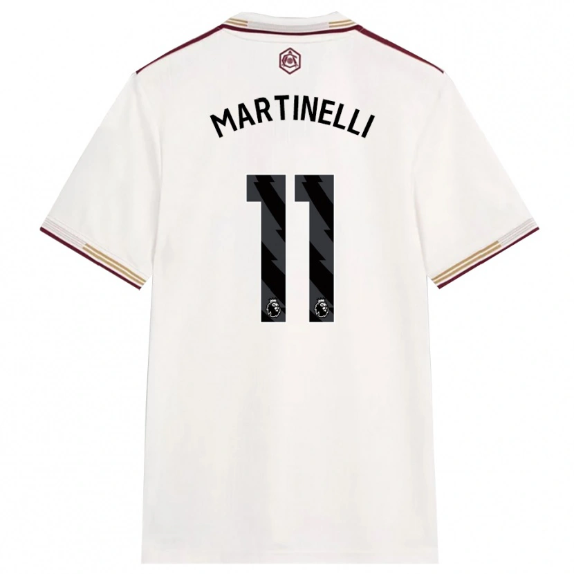 Danxen Damen Gabriel Martinelli #11 Creme Weiß Burgunderrot Ausweichtrikot Trikot 2025/26 T-Shirt