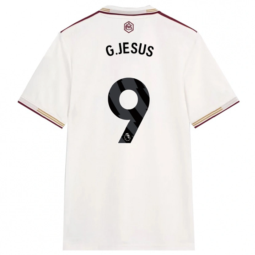 Danxen Damen Gabriel Jesus #9 Creme Weiß Burgunderrot Ausweichtrikot Trikot 2025/26 T-Shirt