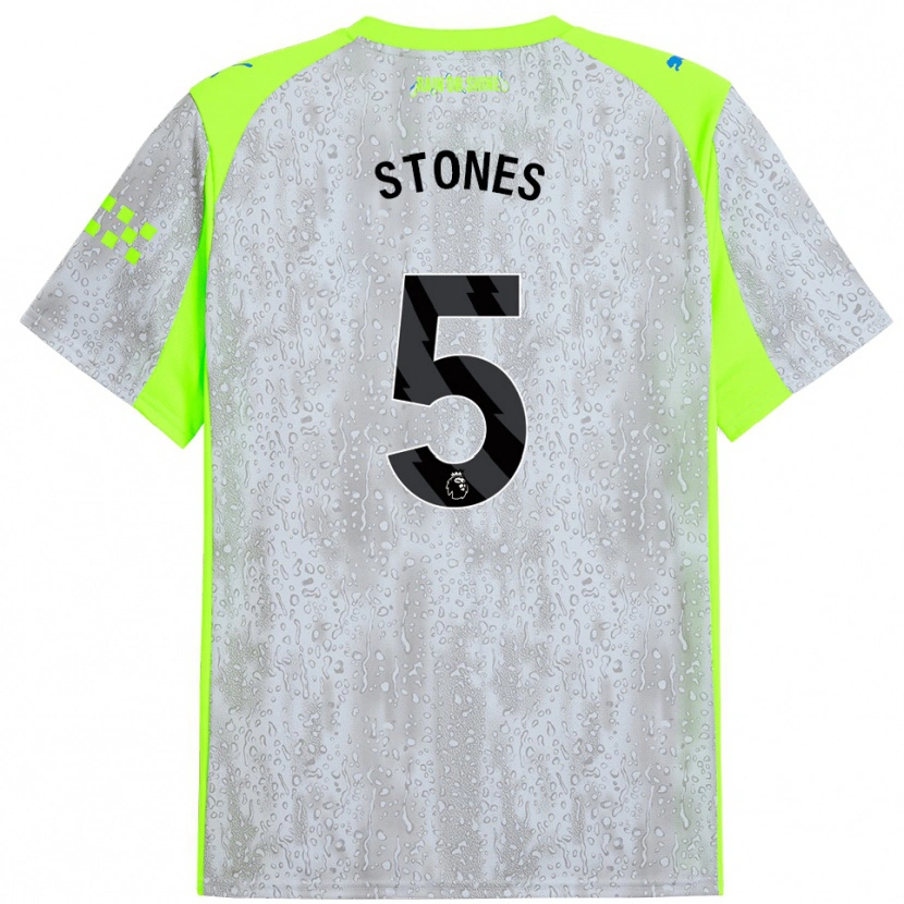 Danxen Damen John Stones #5 Grau Gelb Ausweichtrikot Trikot 2025/26 T-Shirt