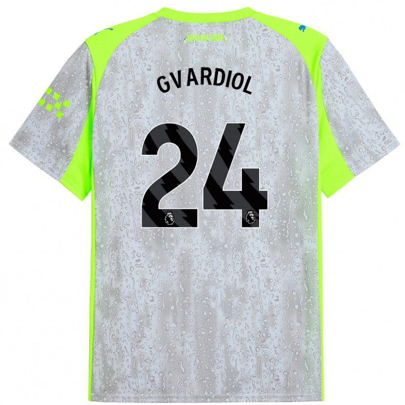 Danxen Damen Josko Gvardiol #24 Grau Gelb Ausweichtrikot Trikot 2025/26 T-Shirt