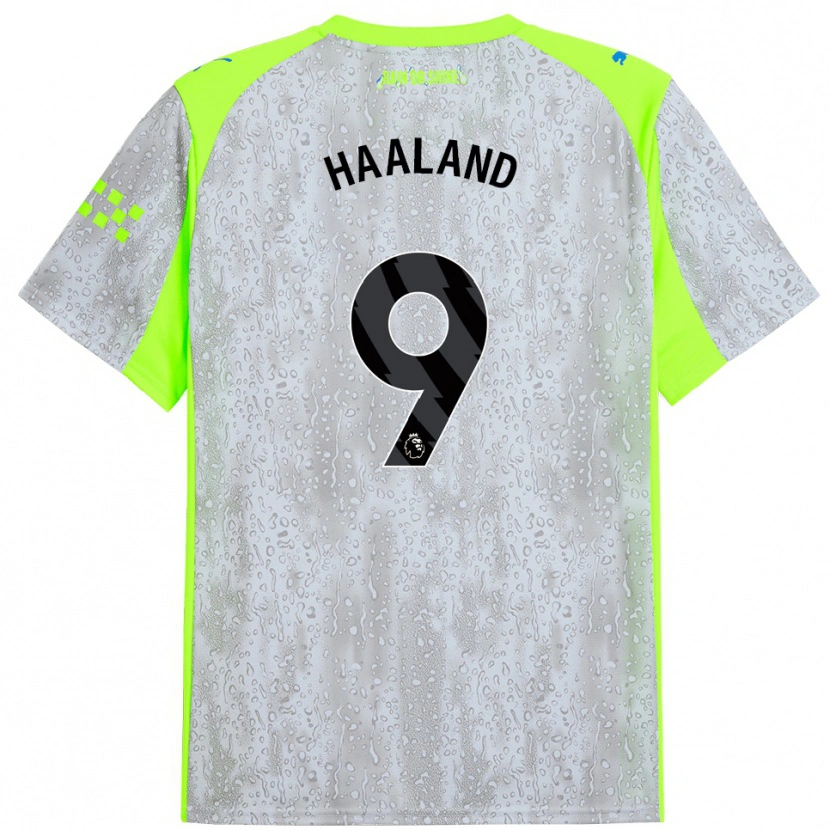 Danxen Damen Erling Haaland #9 Grau Gelb Ausweichtrikot Trikot 2025/26 T-Shirt