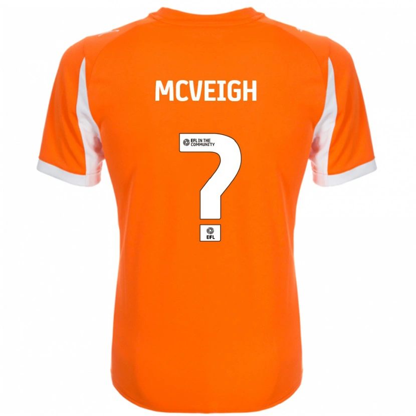 Danxen Kinder Conor Mcveigh #0 Orange Weiß Heimtrikot Trikot 2025/26 T-Shirt