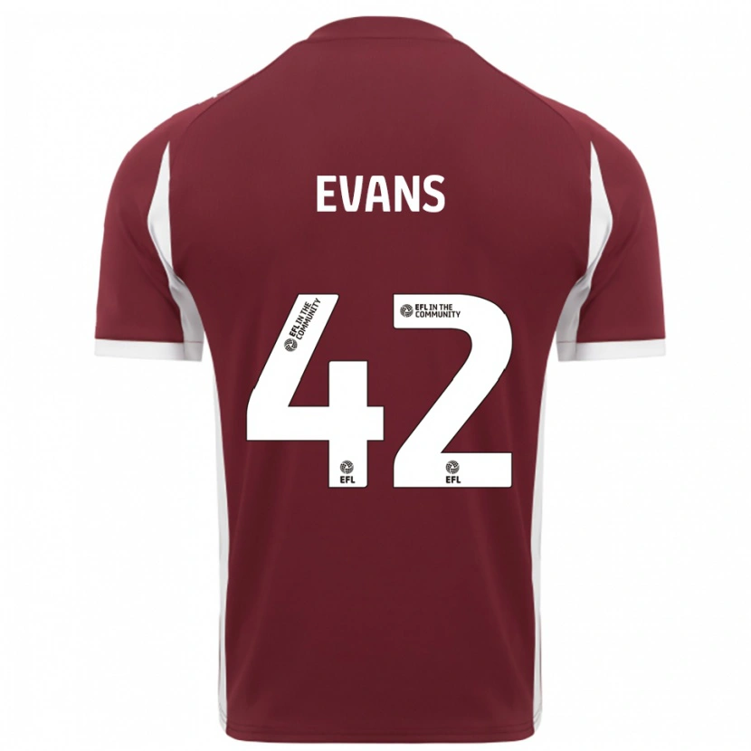 Danxen Kinder Oliver Evans #42 Burgunderrot Weiß Heimtrikot Trikot 2025/26 T-Shirt