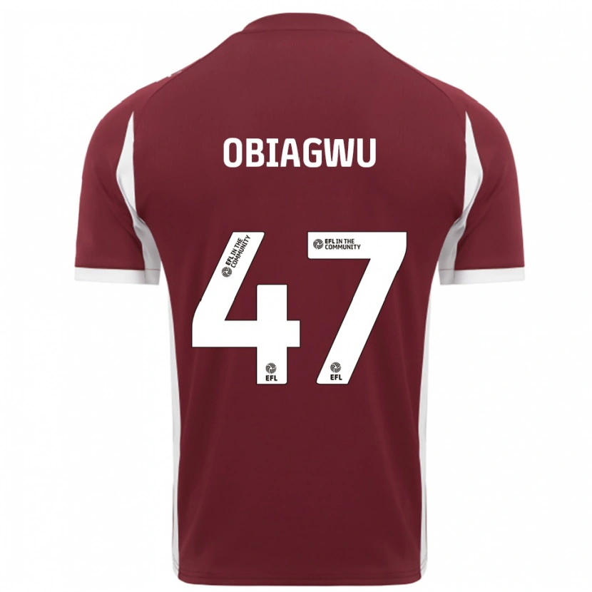 Danxen Kinder Fran Obiagwu #47 Burgunderrot Weiß Heimtrikot Trikot 2025/26 T-Shirt