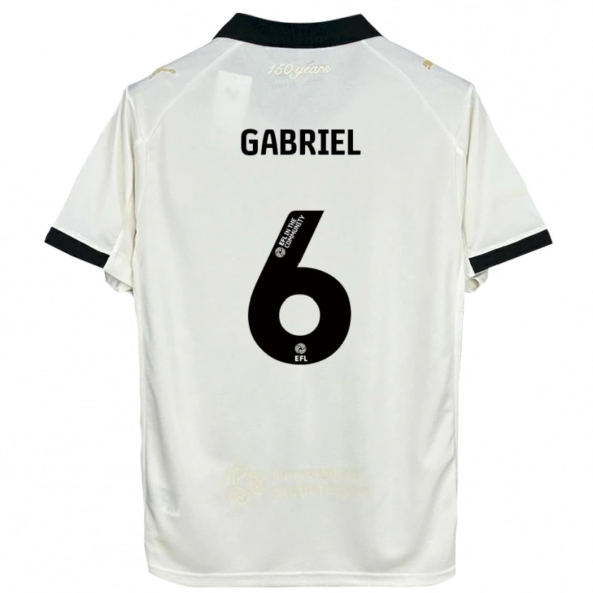 Danxen Kinder Jordan Gabriel #6 Cremeweiß Schwarz Heimtrikot Trikot 2025/26 T-Shirt