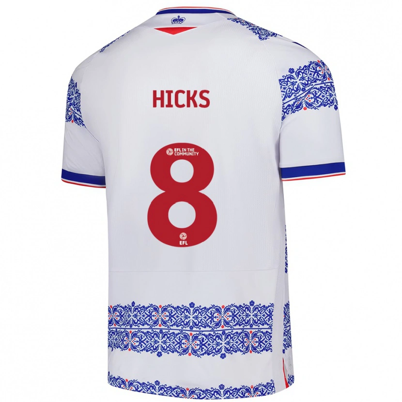 Danxen Kinder David Hicks #8 Weiß Blau Heimtrikot Trikot 2025/26 T-Shirt