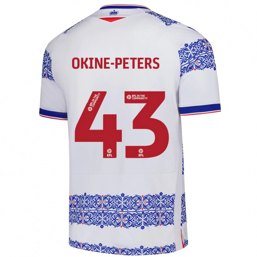 Danxen Kinder Jeremiah Okine-Peters #43 Weiß Blau Heimtrikot Trikot 2025/26 T-Shirt