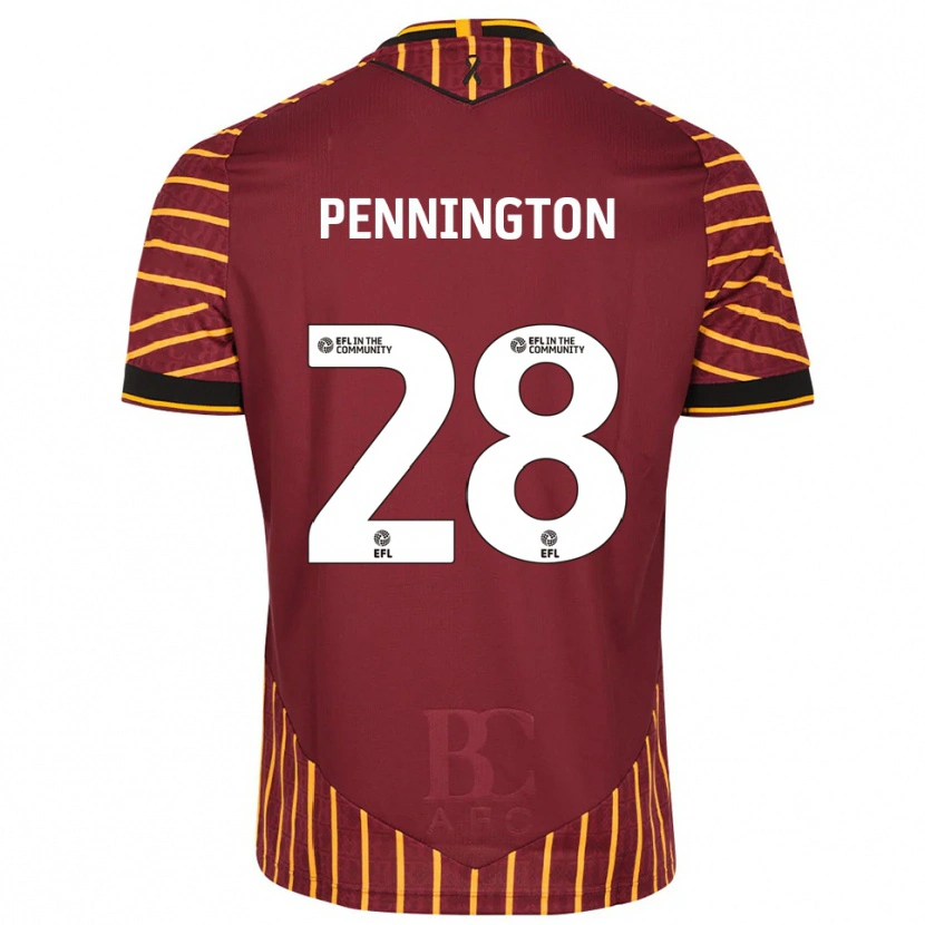 Danxen Kinder Matthew Pennington #28 Orange Burgunderrot Heimtrikot Trikot 2025/26 T-Shirt