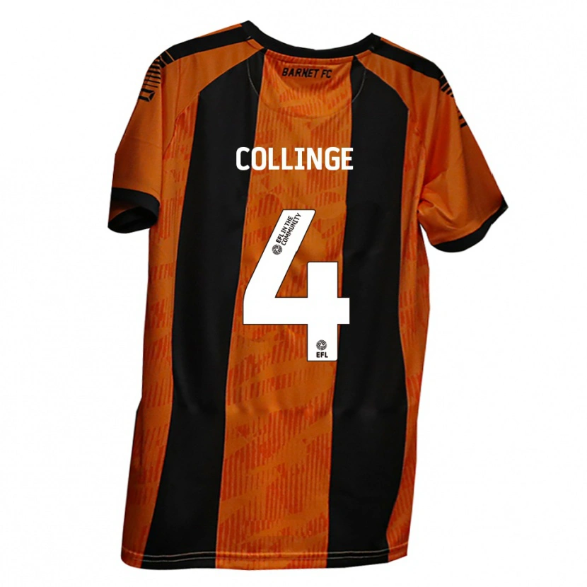 Danxen Kinder Danny Collinge #4 Orange Schwarz Heimtrikot Trikot 2025/26 T-Shirt