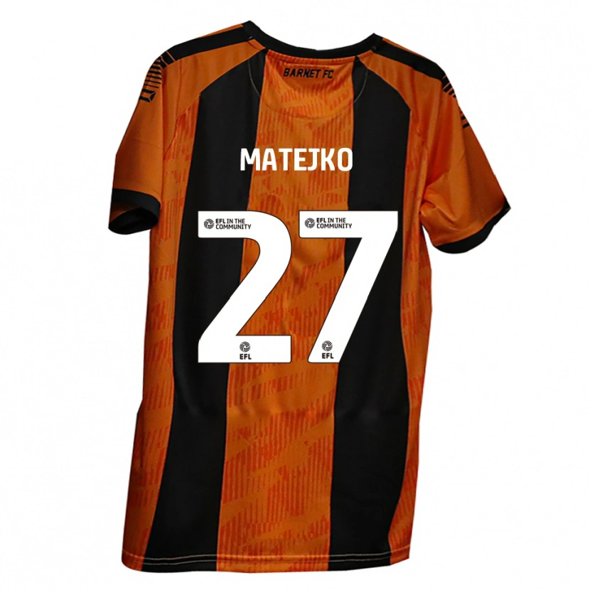 Danxen Kinder Patrick Matejko #27 Orange Schwarz Heimtrikot Trikot 2025/26 T-Shirt
