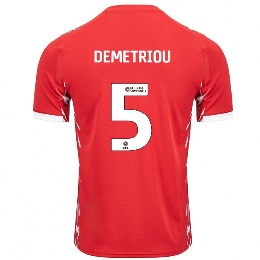 Danxen Kinder Mickey Demetriou #5 Rot Weiß Heimtrikot Trikot 2025/26 T-Shirt