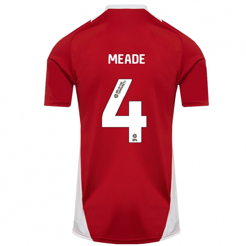 Danxen Kinder Isi Meade #4 Rot Weiß Gold Heimtrikot Trikot 2025/26 T-Shirt