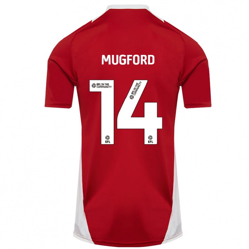 Danxen Kinder Mia Mugford #14 Rot Weiß Gold Heimtrikot Trikot 2025/26 T-Shirt