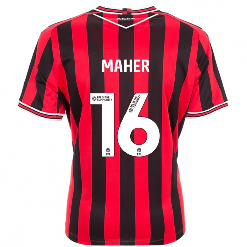 Danxen Kinder Ronan Maher #16 Rot Schwarz Heimtrikot Trikot 2025/26 T-Shirt
