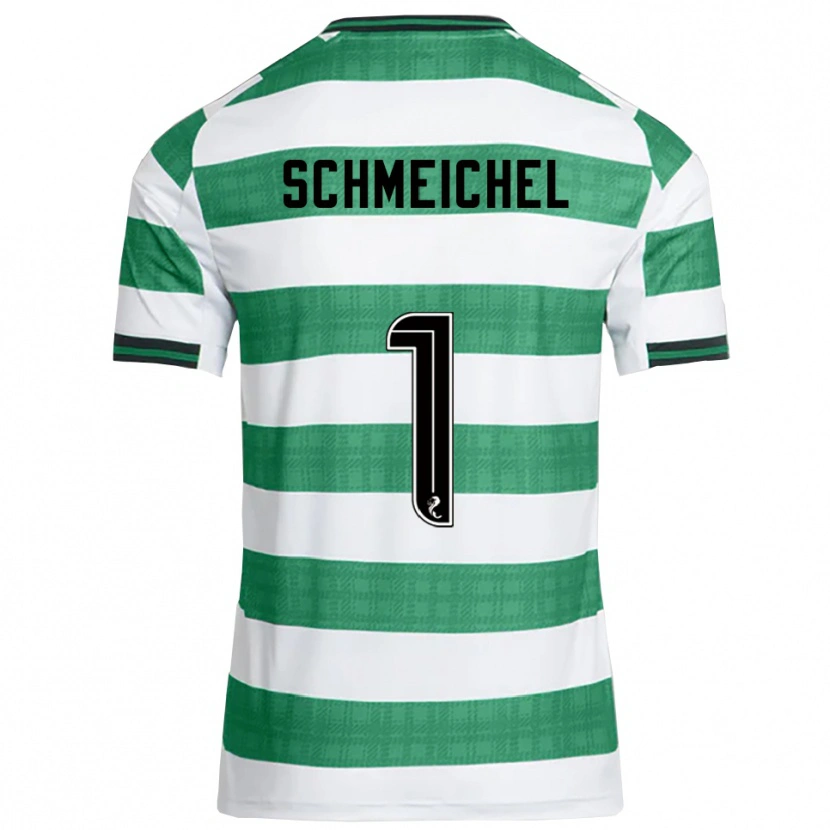 Danxen Kinder Kasper Schmeichel #1 Grün Weiß Heimtrikot Trikot 2025/26 T-Shirt