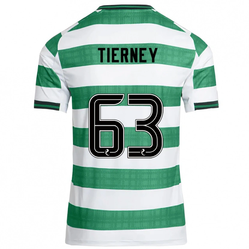 Danxen Kinder Kieran Tierney #63 Grün Weiß Heimtrikot Trikot 2025/26 T-Shirt
