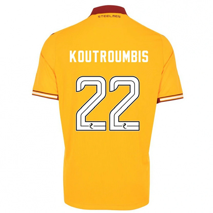 Danxen Kinder John Koutroumbis #22 Gelb Burgunderrot Heimtrikot Trikot 2025/26 T-Shirt