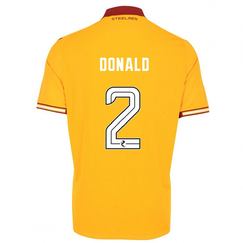 Danxen Kinder Eve Donald #2 Gelb Burgunderrot Heimtrikot Trikot 2025/26 T-Shirt