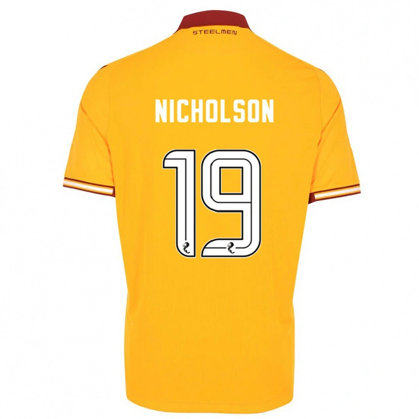 Danxen Kinder Sam Nicholson #19 Gelb Burgunderrot Heimtrikot Trikot 2025/26 T-Shirt
