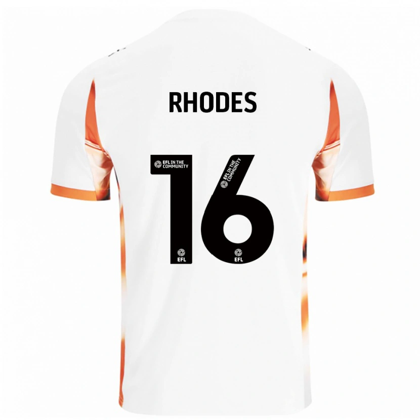 Danxen Kinder Jordan Rhodes #16 Weiß Orange Schwarz Auswärtstrikot Trikot 2025/26 T-Shirt