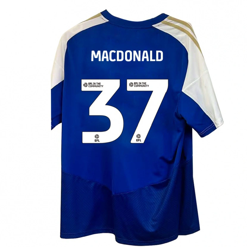 Danxen Kinder Shaun Macdonald #37 Blau Weiß Gold Auswärtstrikot Trikot 2025/26 T-Shirt