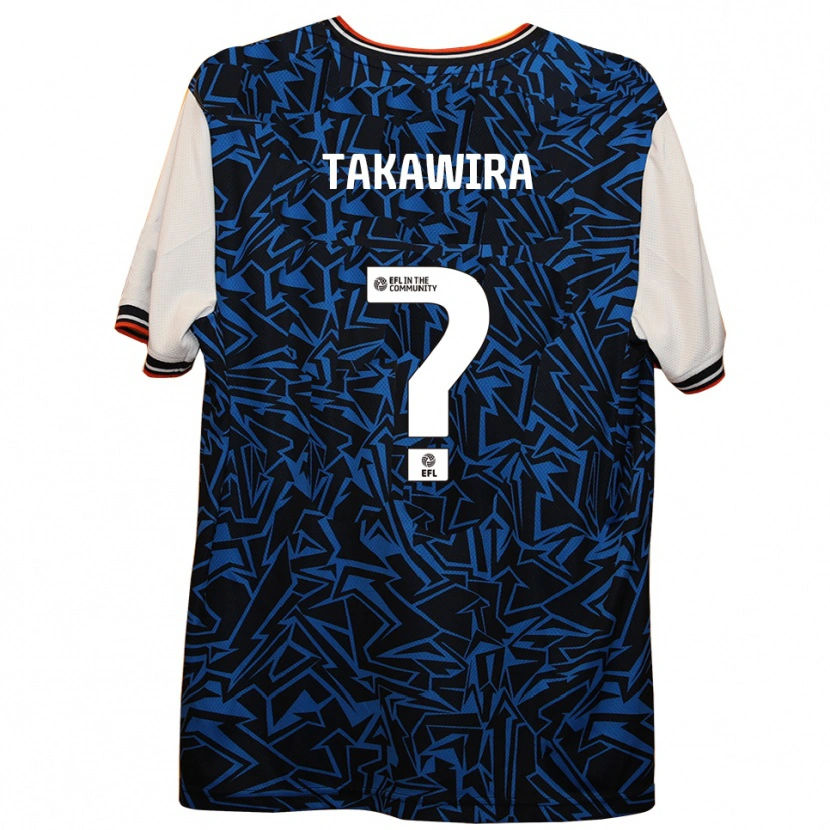 Danxen Kinder Matthew Takawira #0 Blau Schwarz Weiß Auswärtstrikot Trikot 2025/26 T-Shirt