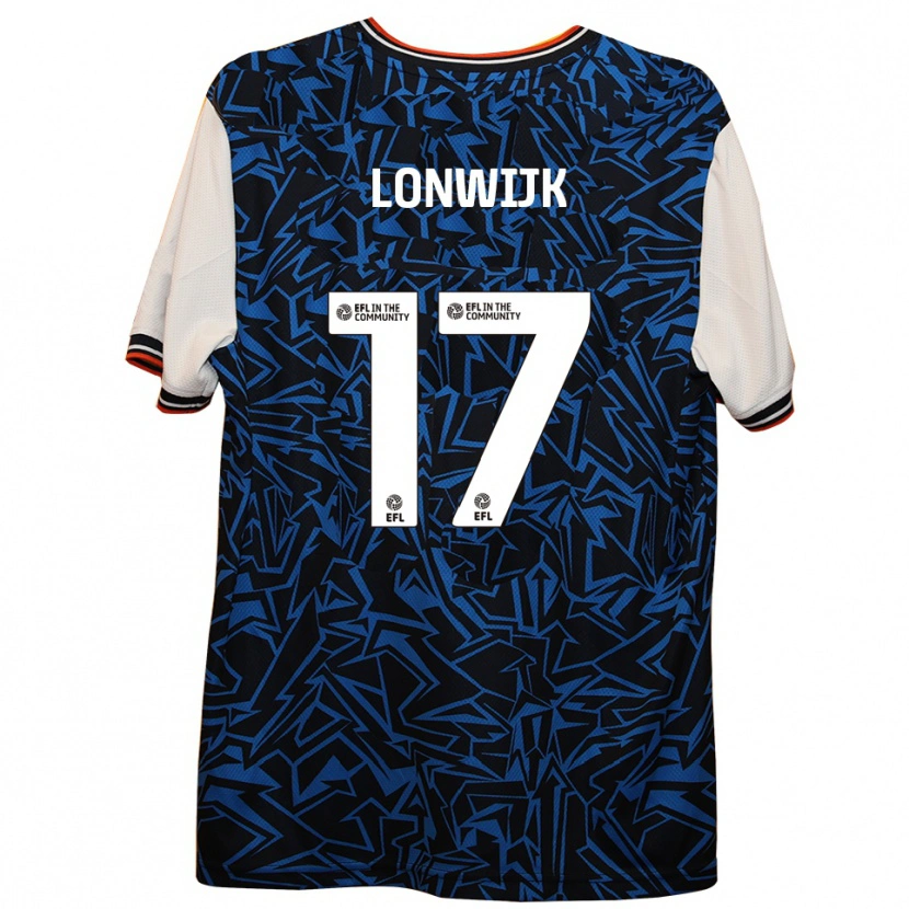 Danxen Kinder Nigel Lonwijk #17 Blau Schwarz Weiß Auswärtstrikot Trikot 2025/26 T-Shirt