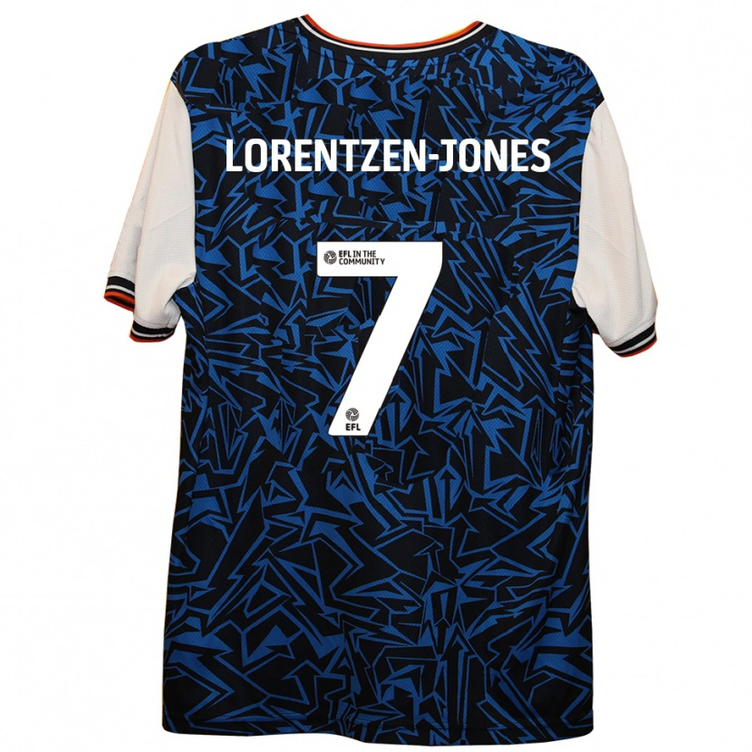 Danxen Kinder Jack Lorentzen-Jones #7 Blau Schwarz Weiß Auswärtstrikot Trikot 2025/26 T-Shirt