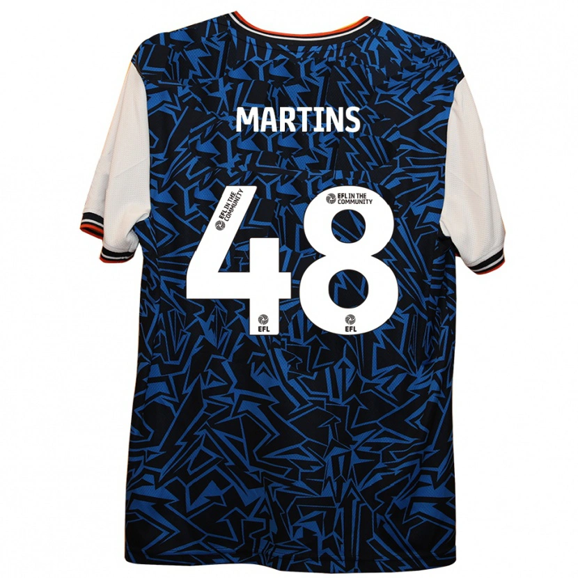 Danxen Kinder Dominic Dos Santos Martins #48 Blau Schwarz Weiß Auswärtstrikot Trikot 2025/26 T-Shirt
