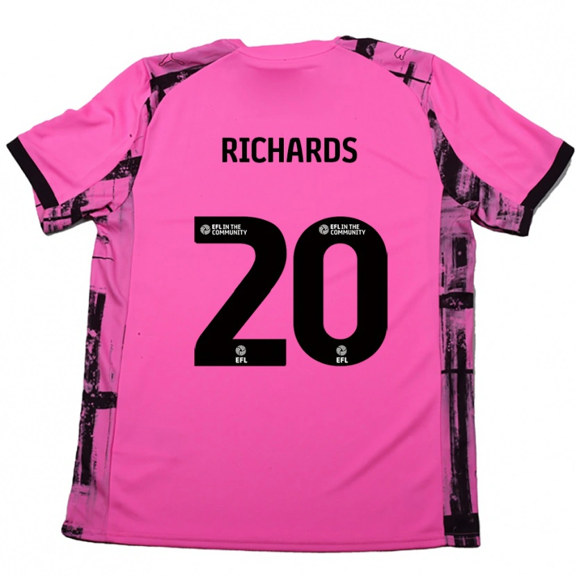 Danxen Kinder Mia Richards #20 Rosenrot Schwarz Auswärtstrikot Trikot 2025/26 T-Shirt