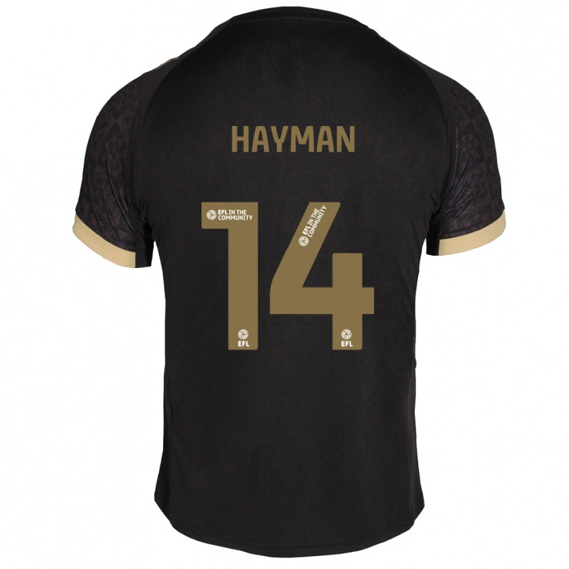 Danxen Kinder Sam Hayman #14 Schwarz Gold Auswärtstrikot Trikot 2025/26 T-Shirt