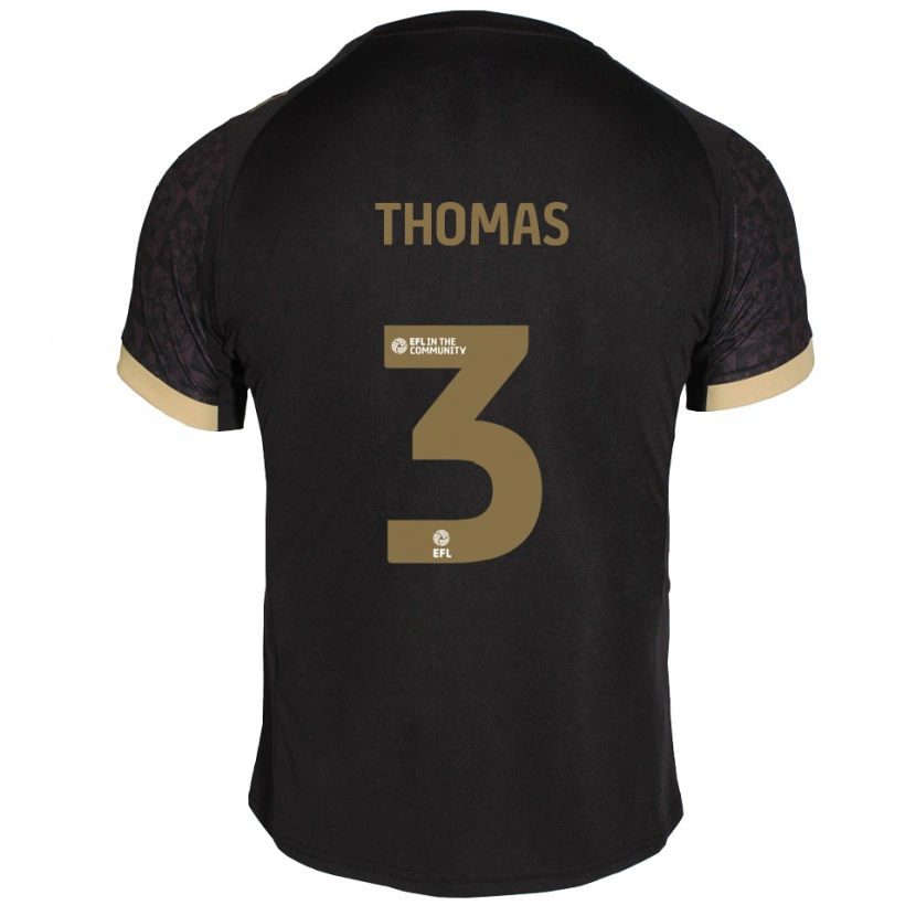 Danxen Kinder Roxylea Thomas #3 Schwarz Gold Auswärtstrikot Trikot 2025/26 T-Shirt