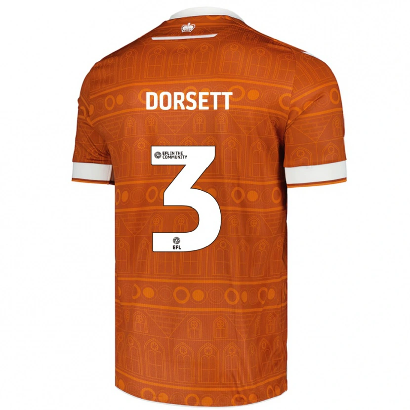 Danxen Kinder Jeriel Dorsett #3 Orange Weiß Auswärtstrikot Trikot 2025/26 T-Shirt
