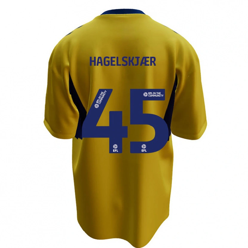 Danxen Kinder Anders Hagelskjær #45 Gelb Blau Auswärtstrikot Trikot 2025/26 T-Shirt