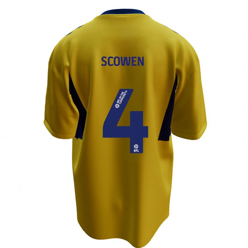 Danxen Kinder Josh Scowen #4 Gelb Blau Auswärtstrikot Trikot 2025/26 T-Shirt