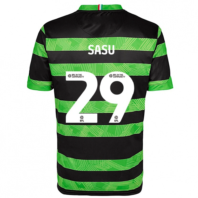 Danxen Kinder Aron Sasu #29 Schwarz Grün Auswärtstrikot Trikot 2025/26 T-Shirt