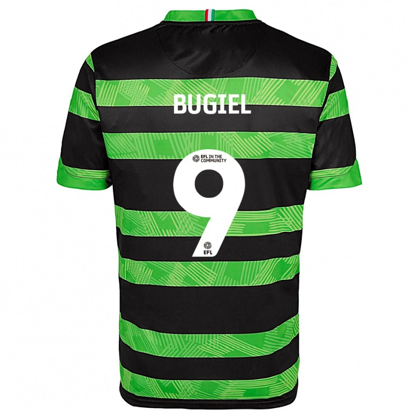 Danxen Kinder Omar Bugiel #9 Schwarz Grün Auswärtstrikot Trikot 2025/26 T-Shirt
