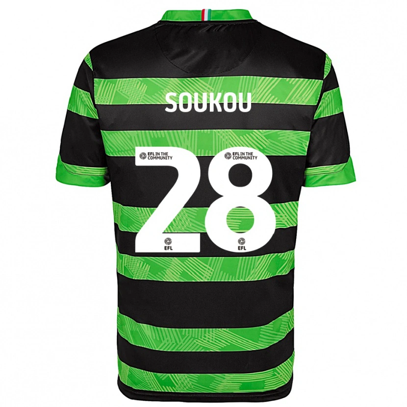 Danxen Kinder Shaun Soukou #28 Schwarz Grün Auswärtstrikot Trikot 2025/26 T-Shirt