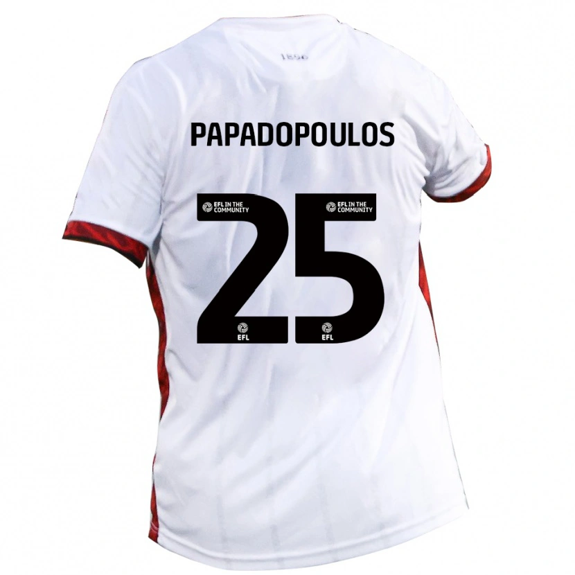 Danxen Kinder Antony Papadopoulos #25 Weiß Rot Schwarz Auswärtstrikot Trikot 2025/26 T-Shirt