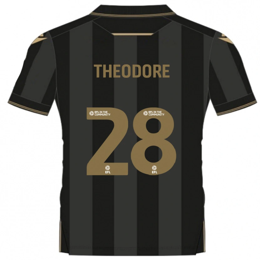 Danxen Kinder Damien Theodore #28 Schwarz Gold Auswärtstrikot Trikot 2025/26 T-Shirt