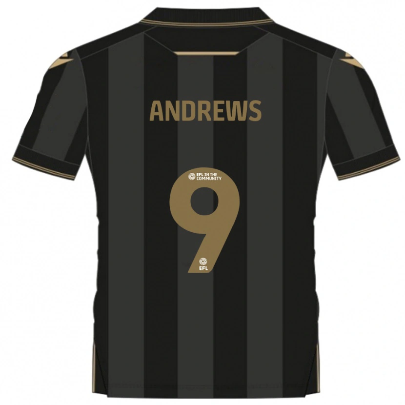 Danxen Kinder Josh Andrews #9 Schwarz Gold Auswärtstrikot Trikot 2025/26 T-Shirt