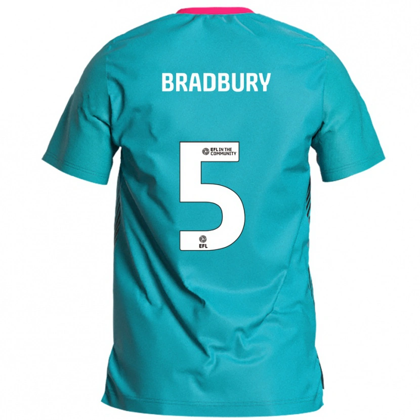 Danxen Kinder Tom Bradbury #5 Himmelblau Pink Auswärtstrikot Trikot 2025/26 T-Shirt