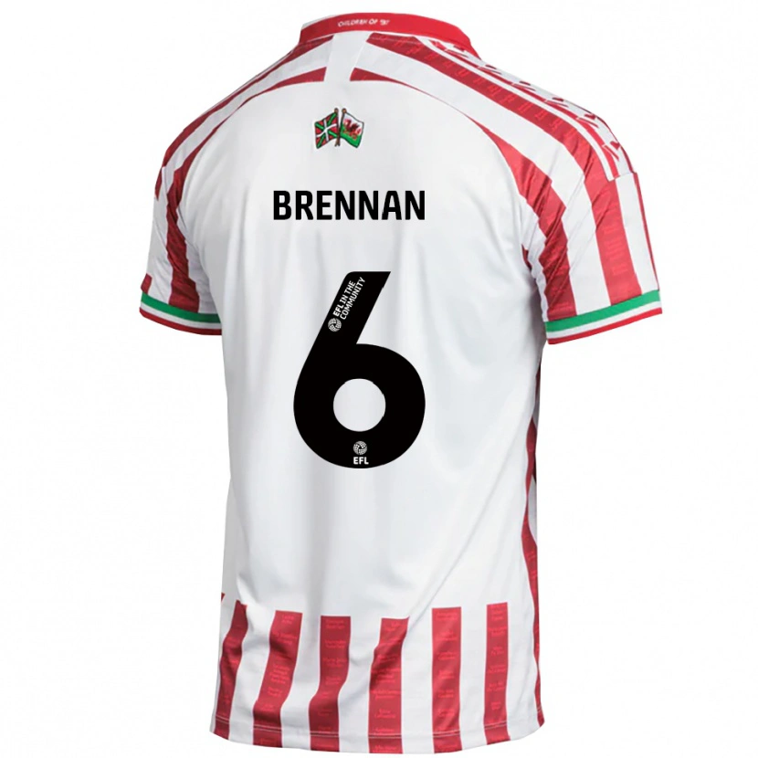 Danxen Kinder Ciaran Brennan #6 Rot Weiß Auswärtstrikot Trikot 2025/26 T-Shirt