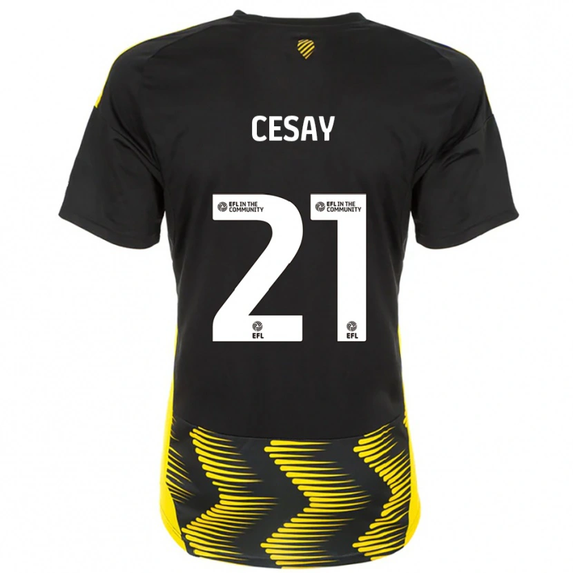 Danxen Kinder Kallum Cesay #21 Schwarz Gelb Auswärtstrikot Trikot 2025/26 T-Shirt